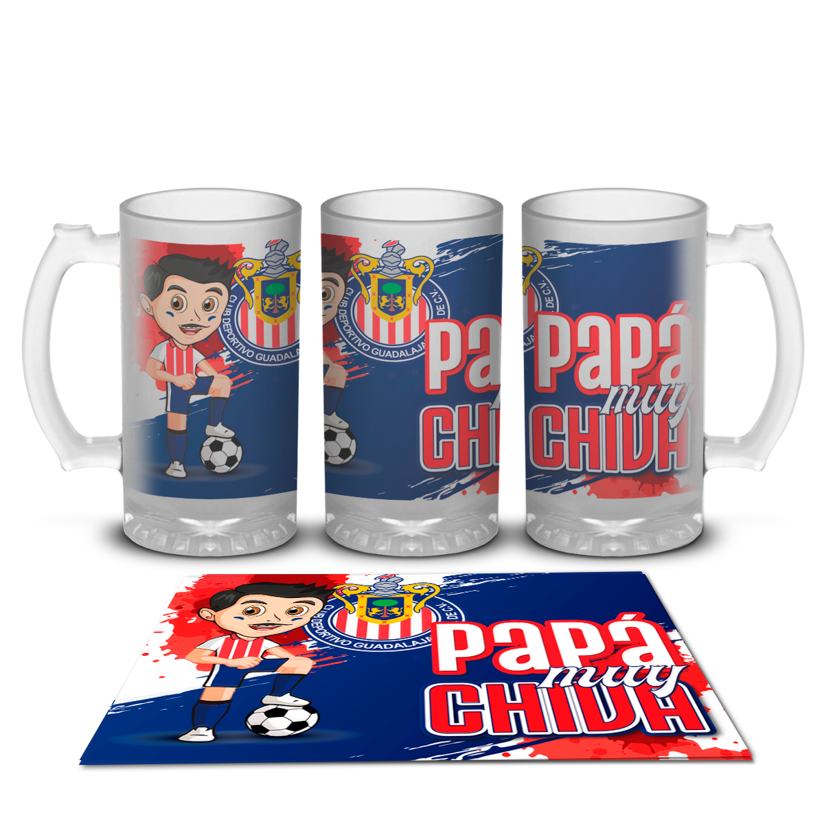 Tarro Cervecero Satinado Papá muy Chiva Liga Mx Guadalajara