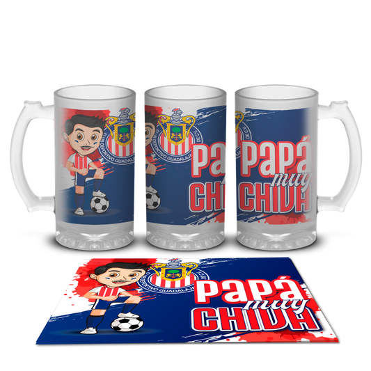 Tarro Cervecero Satinado Papá muy Chiva Liga Mx Guadalajara