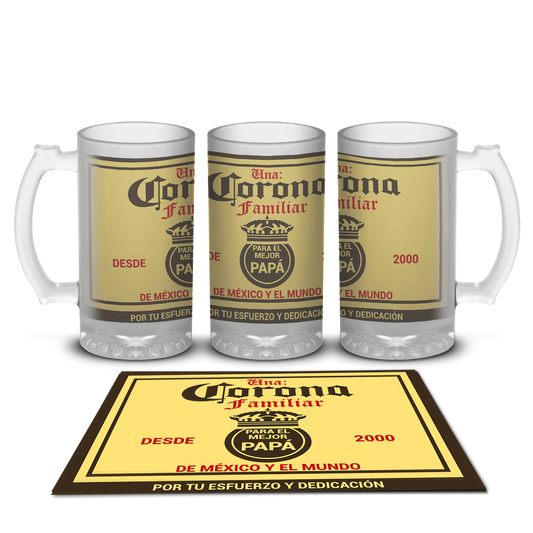 Tarro Cervecero Satinado Diseño Cerveza Corona Extra Oscura