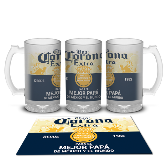 Tarro Cervecero Satinado Diseño Cerveza Corona Extra