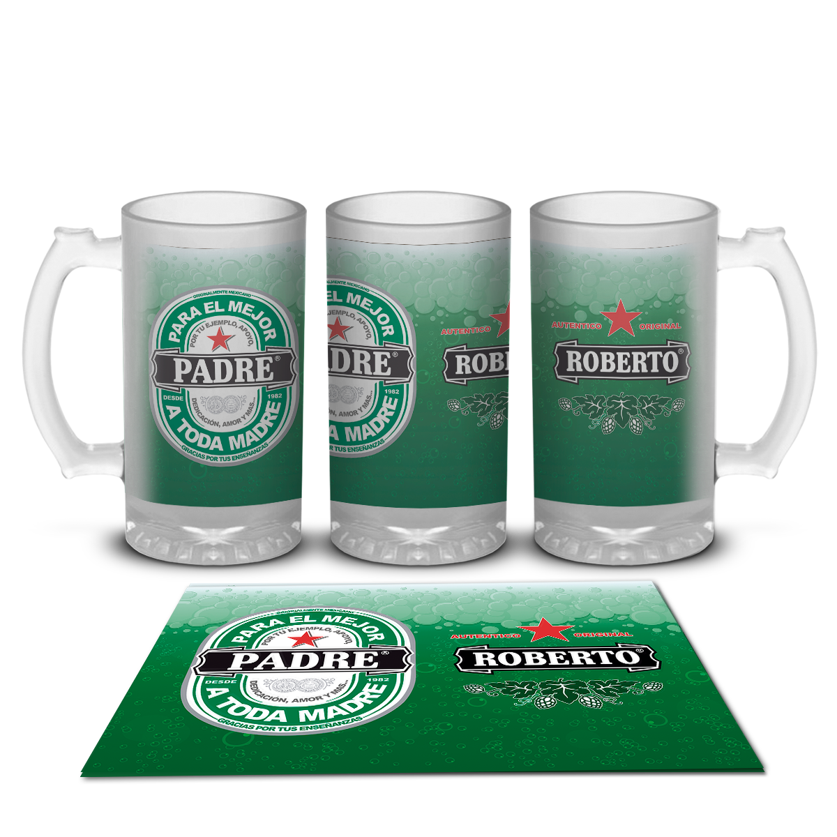 Tarro Cervecero Satinado Diseño Cerveza Heineken