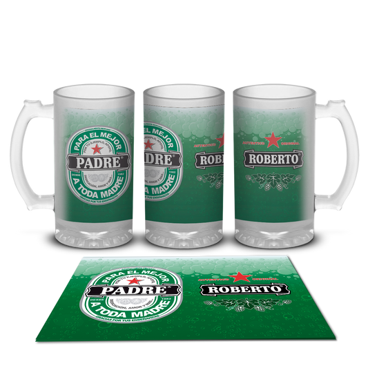 Tarro Cervecero Satinado Diseño Cerveza Heineken