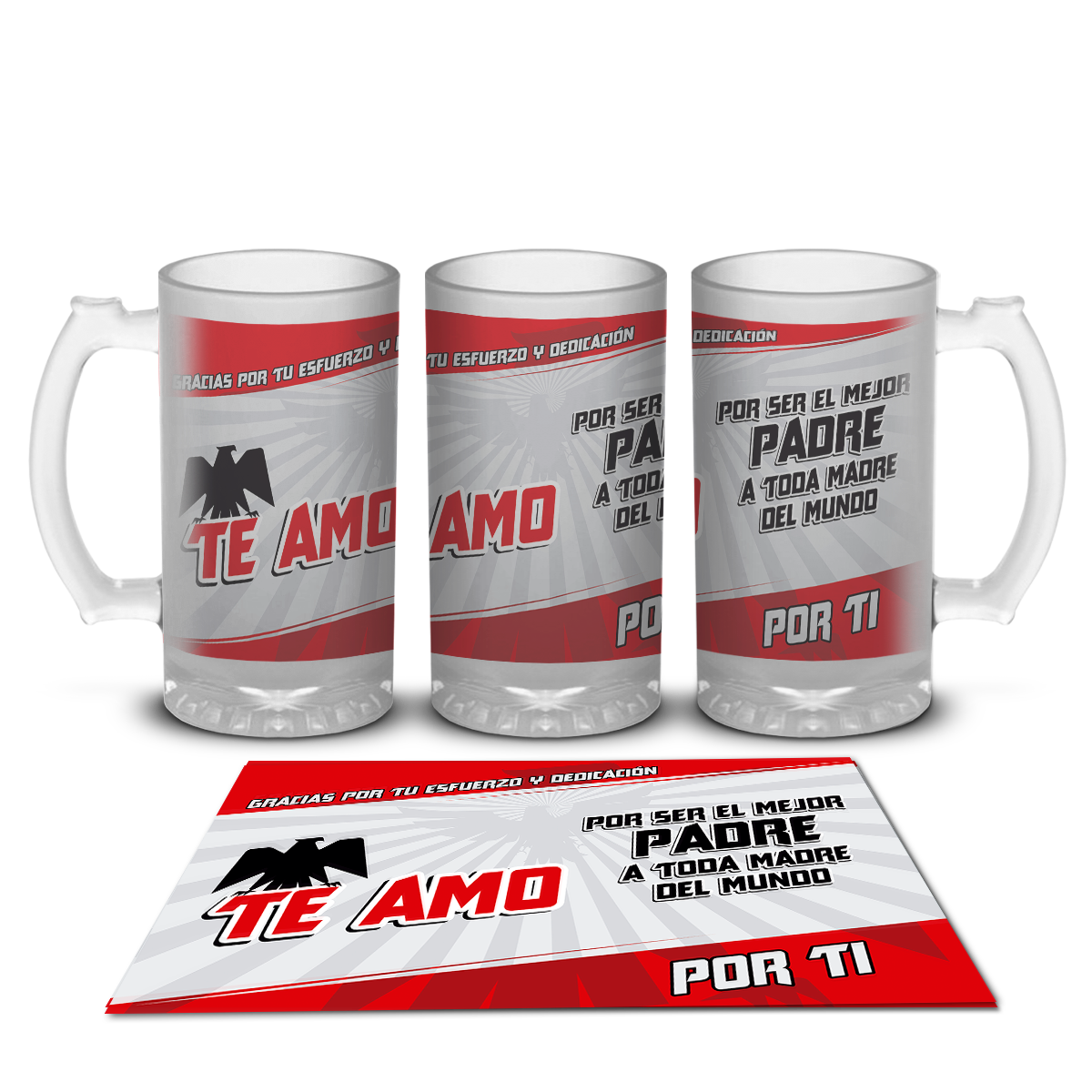 Tarro Cervecero Satinado Diseño Cerveza Tecate Roja