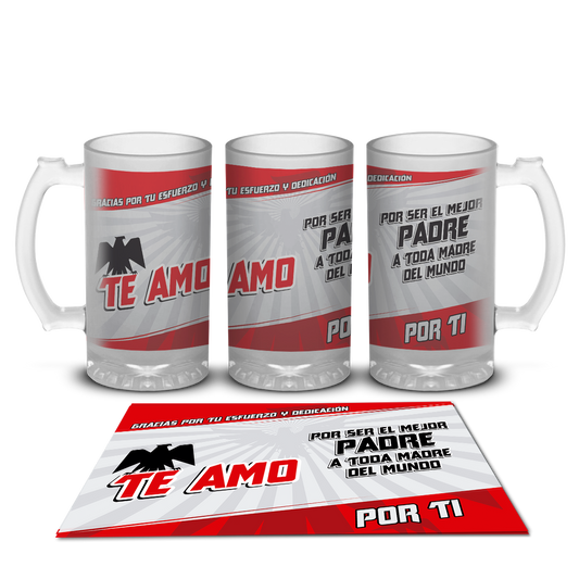 Tarro Cervecero Satinado Diseño Cerveza Tecate Roja