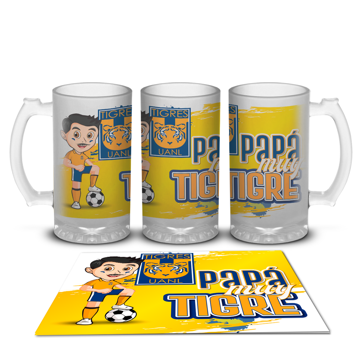 Tarro Cervecero Satinado Papá muy Tigre Liga Mx Tigres UANL