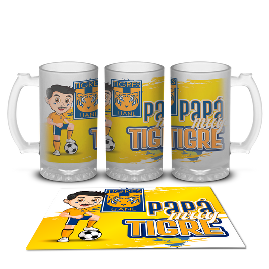 Tarro Cervecero Satinado Papá muy Tigre Liga Mx Tigres UANL